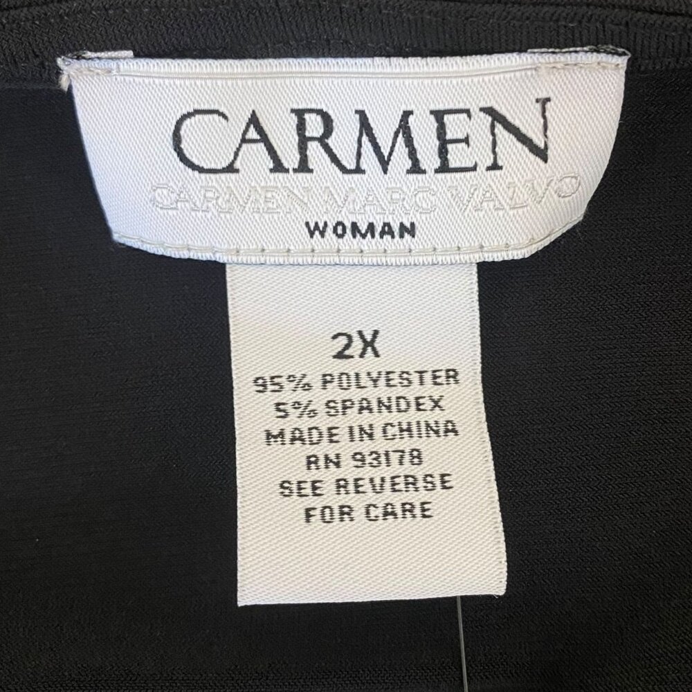Carmen Marc Valvo Scoop-Neck 3/4 Sleeve Blouse Women's 2X Grommet Lace-Up New - Picture 8 of 11